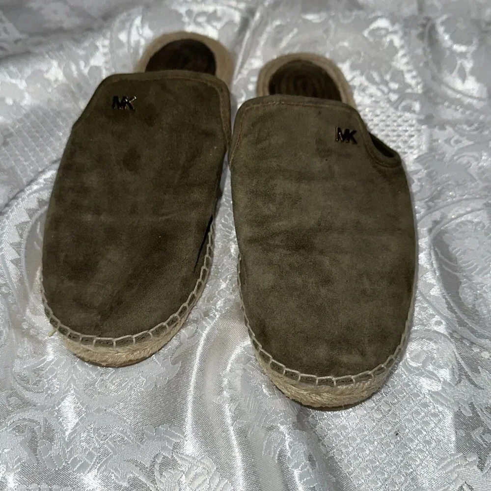 Michael Michael Kors Mule Slip On Slide Espadrille Olive Green Size: 6.5